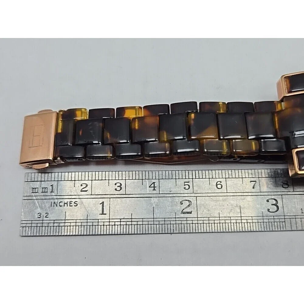 Tommy Hilfiger Womens Tortoise Shell Bracelet Watch Y2K Rose Gold New Battery